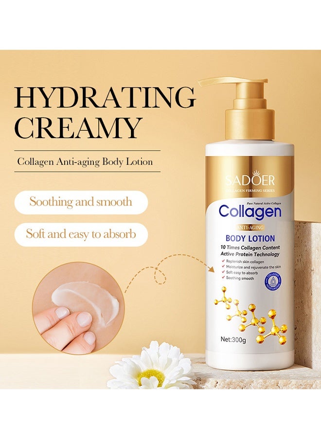 SADOER Collagen Anti-Wrinkle Repair Body Lotion, Collagen Cream Skin Care Face Lotion & Body Milk, Skin Firming Moisturizer Anti Aging Face Lotion & Tightening Body Moisturizers Lifts, Firms, Tightens, 300g - Image 2